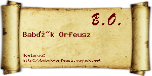 Babák Orfeusz névjegykártya